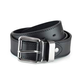 BL108 Mens Black Double Stitched Leather Lined Belt
