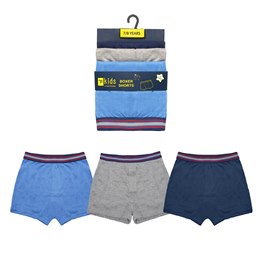 BR207 Boys 3 Pack Knitted Boxer Shorts