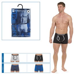 BR406A Mens 2 Pack (Plain) Keyhole Boxers In PVC Box