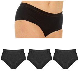 BR714A Ladies 3 Pack Full Briefs in Polybag (Black)