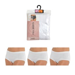 BR715A Ladies 3 Pack Full Briefs in Polybag  (White)