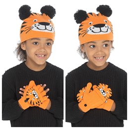 GL1055 Kids Tiger Hat & Mitten Set