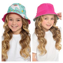 GL1109 Girls Llama Printed Bucket Hat - Reversible