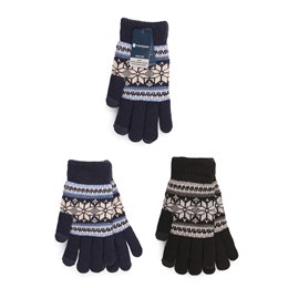 GL1184 Men's Jacquard Gloves With Touch Screen and  Fur  Lining