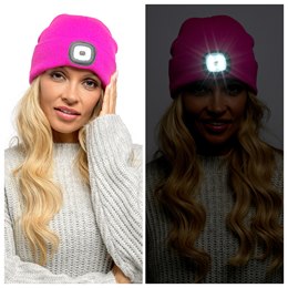 GL598 Ladies Neon Pink LED Beanie Hat