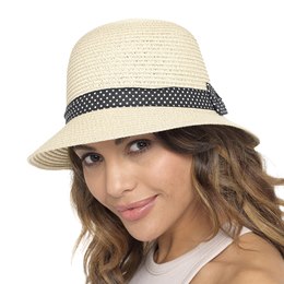 GL704 Ladies Cloche Hat with Polka Dot Trim