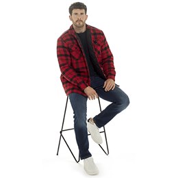 HT127 Mens Yarn Dyed Quilted Check Shirt - Red Check