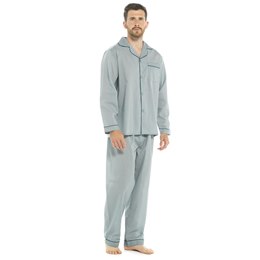 HT224 Men's Walter Grange Traditional Printed Poly Cotton Pyjama - Blue Stripe -