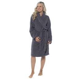 HT253STCHL Unisex Shawl Collar Towelling Robe - Charcoal - Large