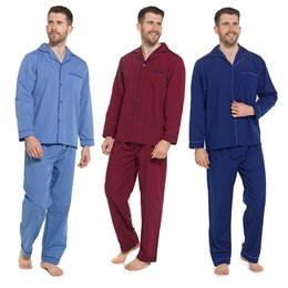 HT325NYL Mens Traditional Button Through Pyjamas W/Contrast Piping - Navy - L