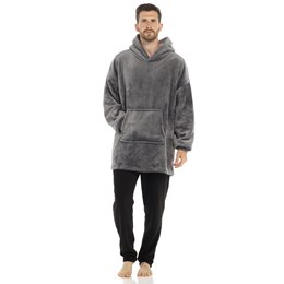 LN1273HAB Adults Snuggle Hoodie - Silver Grey - One Size