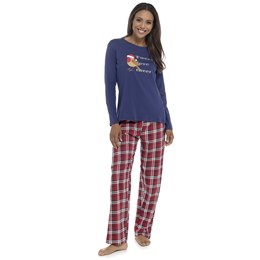 LN1442 Ladies Follow That Dream Robin Print Jersey Pyjama Set