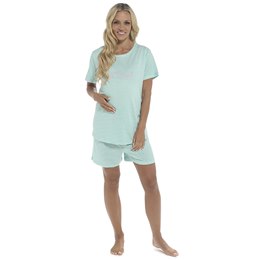 LN1618 Ladies  Follow That Dream Maternity Printed Stripe Jersey Top & Shorts Set