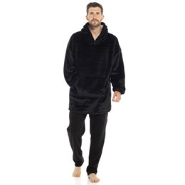 LN1770HAB Adults Snuggle Hoodie - Black - One Size