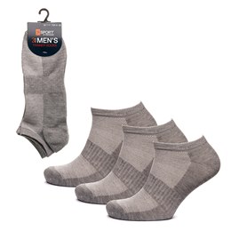 SK1193 Mens 3 Pack Grey Marl Trainer Socks