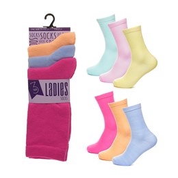 SK1194 Ladies 3 Pack Pastel Socks