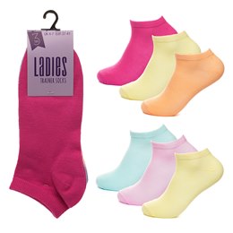 SK1196 Ladies 3 Pack Pastel Trainer Socks