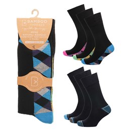 SK1209 Mens 3pk Bamboo H&T Non Elastic Socks