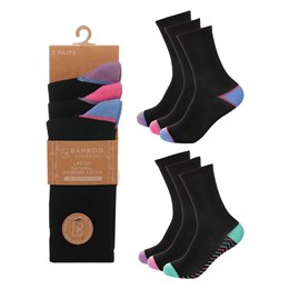 SK1213 Ladies 3Pk Bamboo Heel & Toe Socks