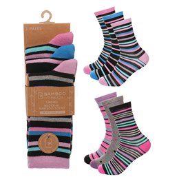 SK1214 Ladies 3Pk Bamboo Design Socks