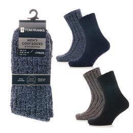 SK1248 Mens 2Pk Drop Needle Cosy Socks with Gripper