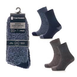 SK1266 Mens 2Pk H&T Cosy Socks with Gripper