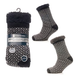 SK1272 Mens 1pr Knitted Cosy Socks wuth Sherpa Linning & Grippers