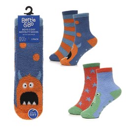 SK1277 Boys 2pk Novelty Brushed Chenille Socks