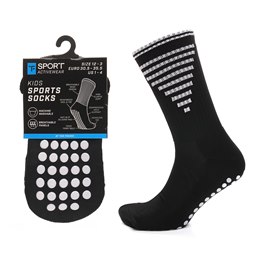 SK1291 Kids Black Football Grip Socks