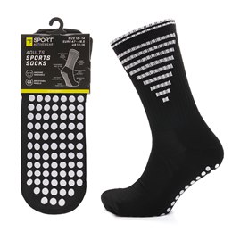 SK1299 Adults Black Football Grip Socks