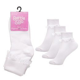 SK359A Girls 3 Pack Lace Frill Socks in Size 12.5 - 3.5