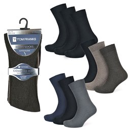 SK613A Men's 3pk Plain Non-Elastic Rib Socks