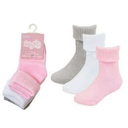 SK762 Babies 3 Pack Asstd Plain TOT Socks