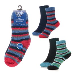 SK815B Boys 2pk Stripe Cosy Socks with Gripper