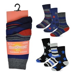 SK851 Boys 3 Pack Thermal Design Socks