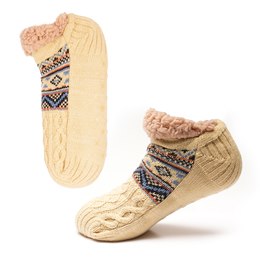 SK890DZBE Mens Design Beige Slipper Socks