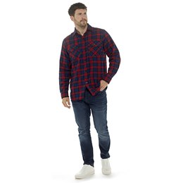 HT144 Mens Yarn Dyed Check Shirt - Brushed On Outside - Red Check