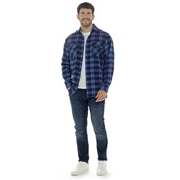 HT145 Mens Yarn Dyed Check Shirt - Brushed On Outside - Blue Check